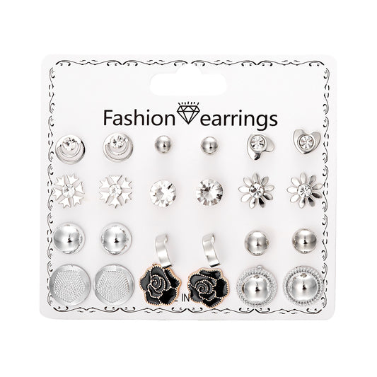 New monthly 12 pairs card-mounted earrings set - S5