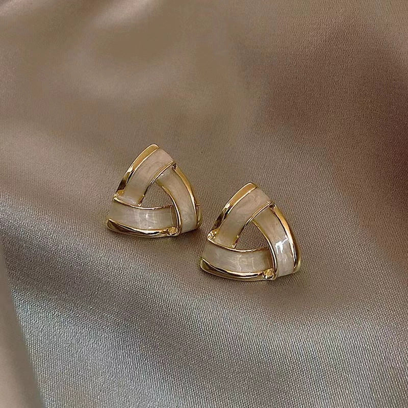 6 Pairs - Triangular Interlaced Earrings (1 Pair Price - 18)
