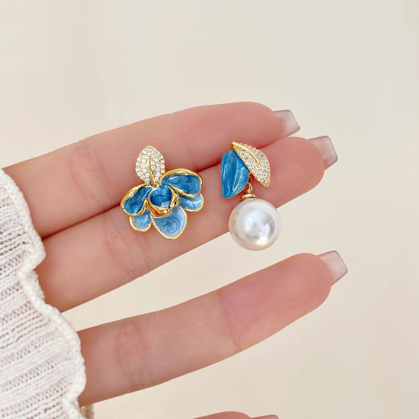 6 Set - Enamel drip glaze asymmetrical earrings (Unit price 37)