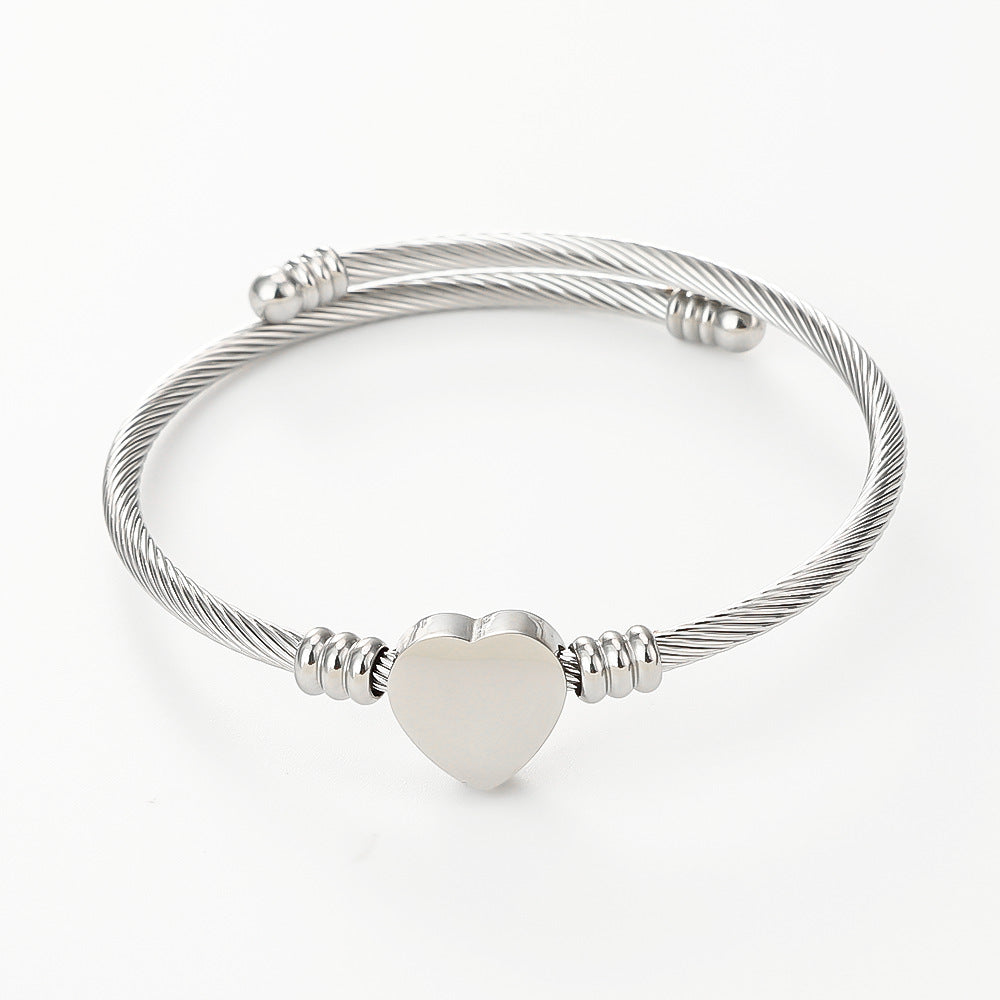 3 Pc - Titanium steel love bracelet - Silver (Unit Price - 98)