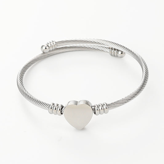 3 Pc - Titanium steel love bracelet - Silver (Unit Price - 98)