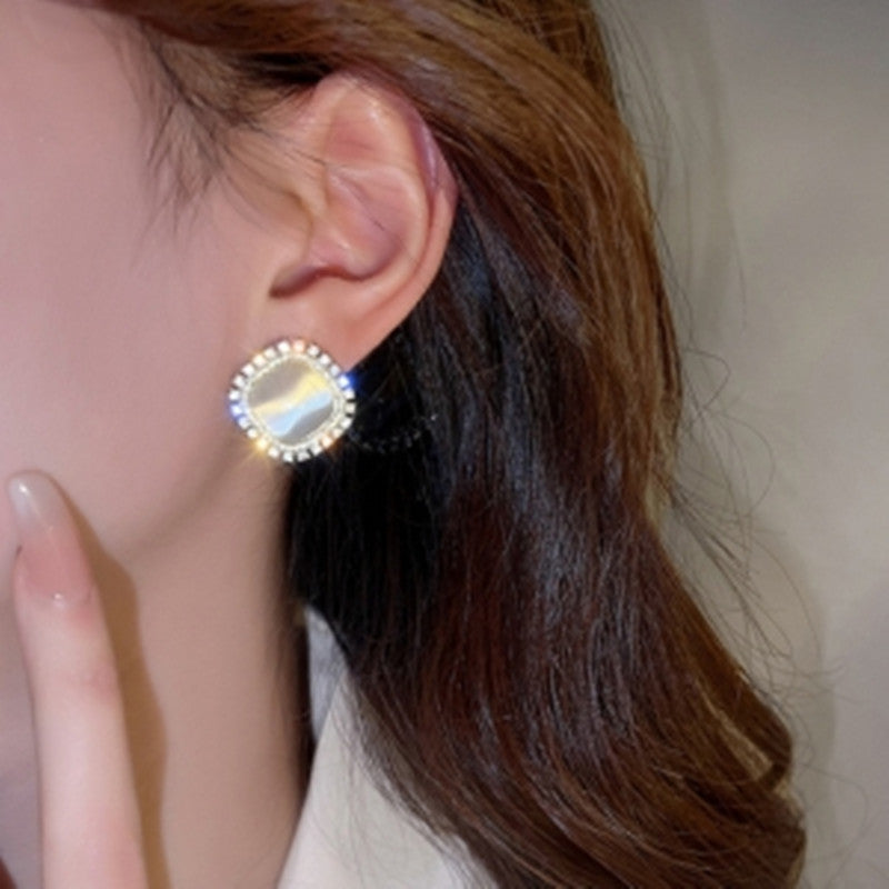 6 Set - Korean fashion geometric cat's eye stone earrings (1 Set price - 31)