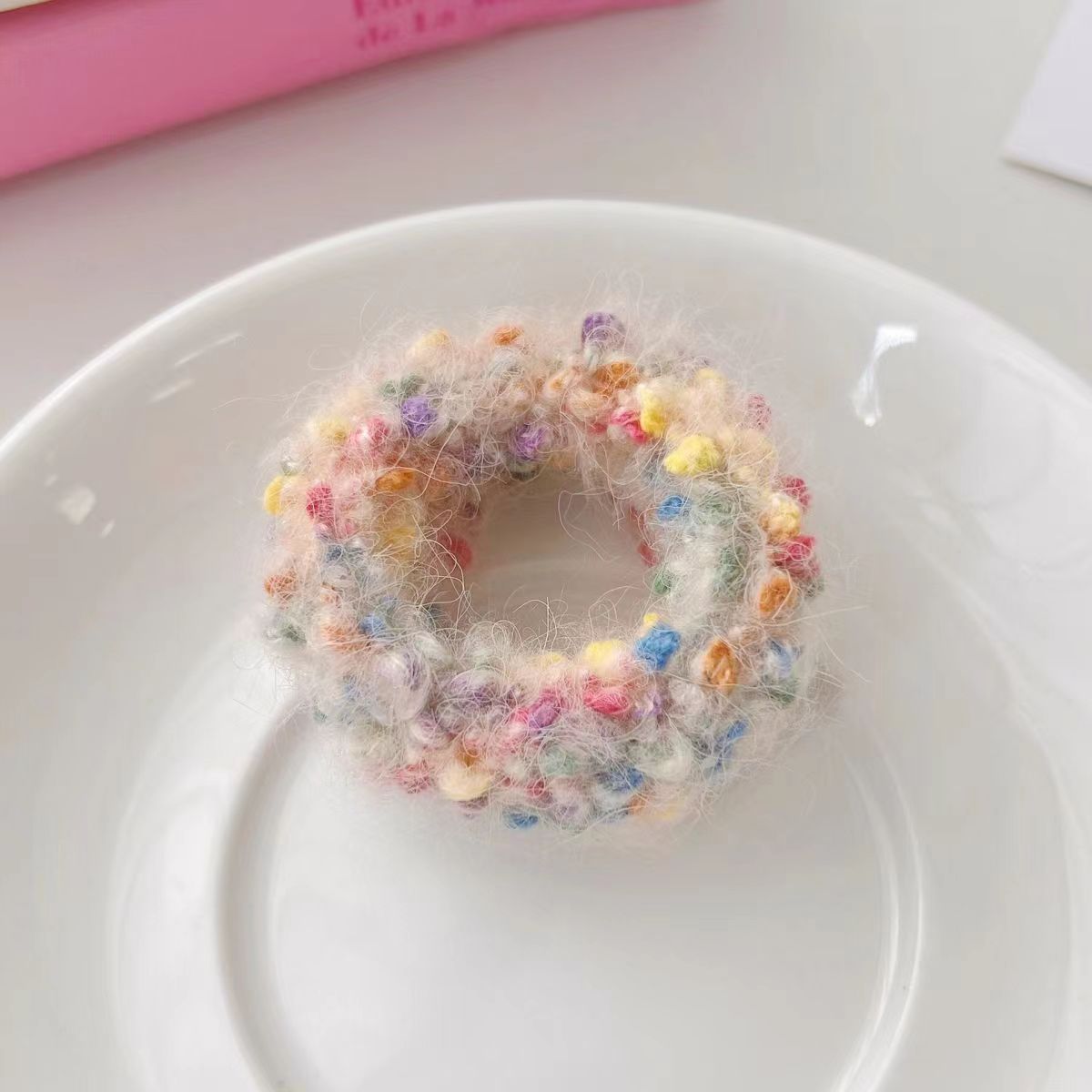 6 Pc - Plush Towel Rubberband - White (1 Pc Price - 6)