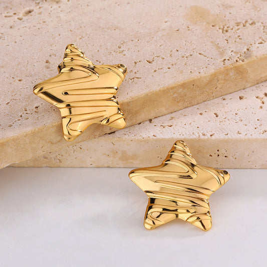 3 Pairs - Anti tarnish zig zag star earrings (1 Pair Price - 44)