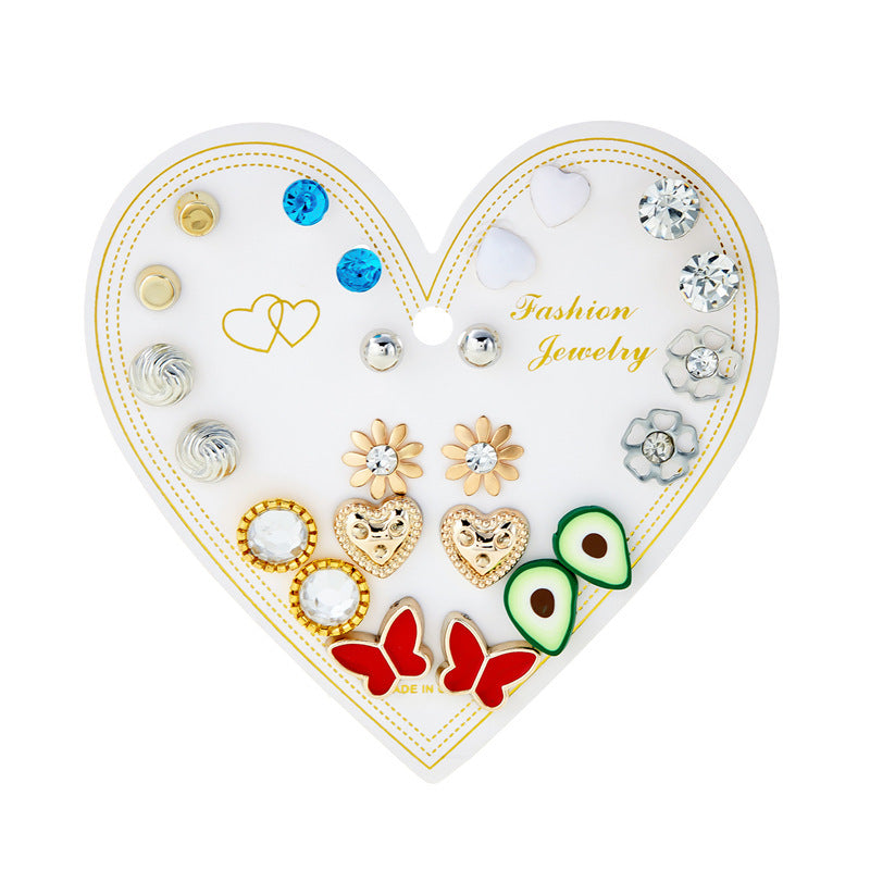 New monthly 12 pairs card-mounted earrings set - D13