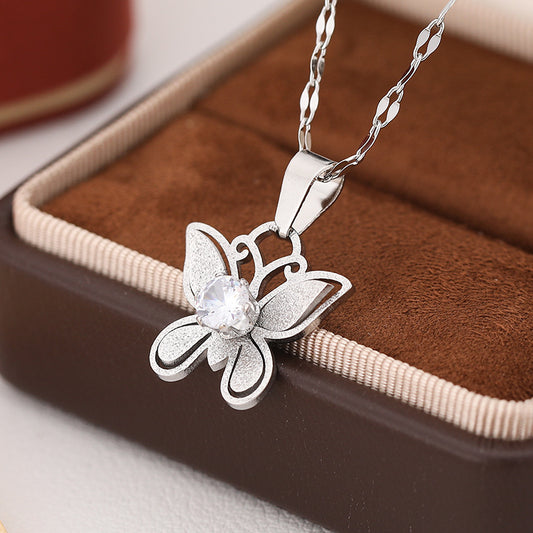 3 Pc - Butterfly Diamond Necklace - Silver (Unit Price - 75)