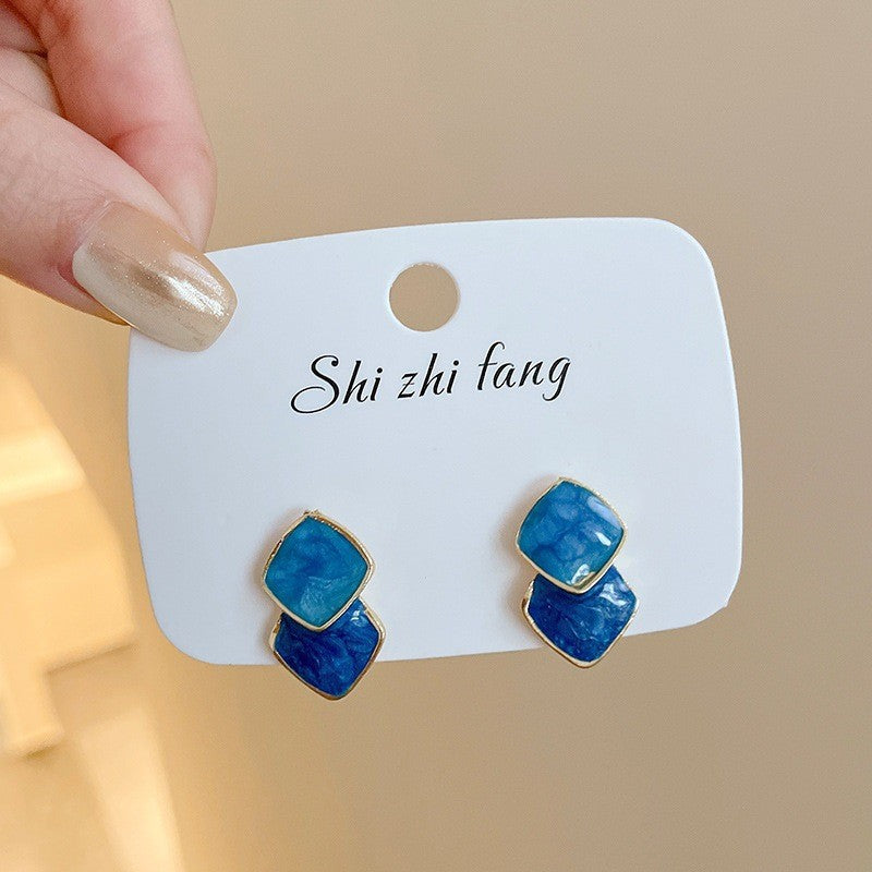 6 Set - Simple splicing contrast color earrings (Mix Colors) (Unit price 24)
