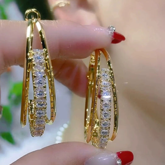 6 Pairs - Multi-layer High-grade Rhinestone Earring (1 Pair Price - 43)