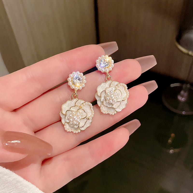 6 Set - Hanging camellia earrings (Mix Color) (Unit price 39)