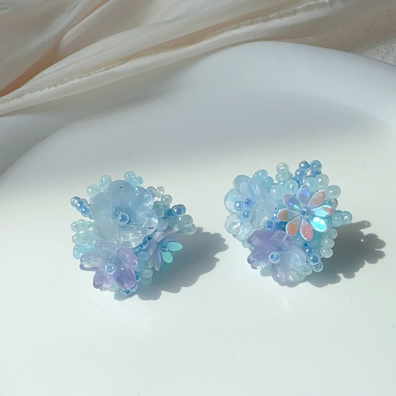 6 Set - Holiday style colorful hydrangea flower earrings (Mix color) (Unit price 88)