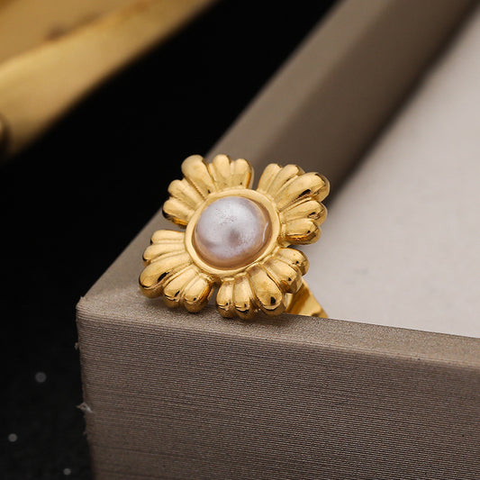 3 Pairs - Four-petal flower Earrings -  Golden (Unit Price - 94)