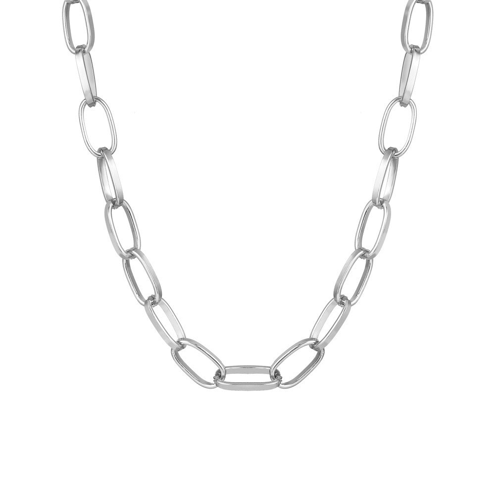 6 Pc - Silver Retro Punk Style Short Thick Cris-cross Chain Necklace (Unit Price - 20.00)