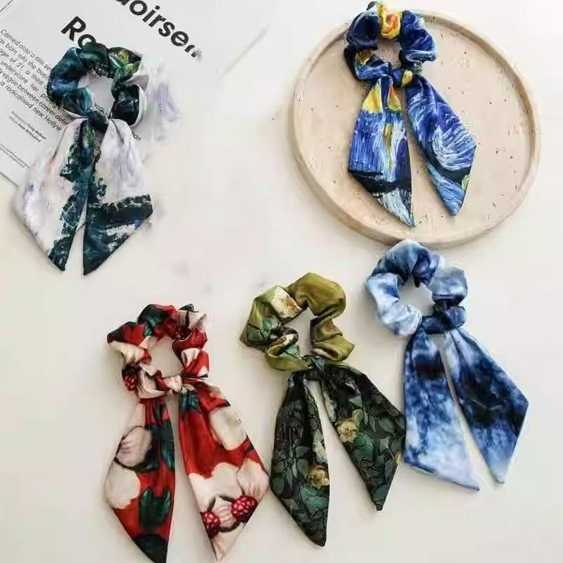 6 Pc - Bow Ribbon Large Intestine Hair Ring Head Rope (Mix Color) (Unit Price - 23)