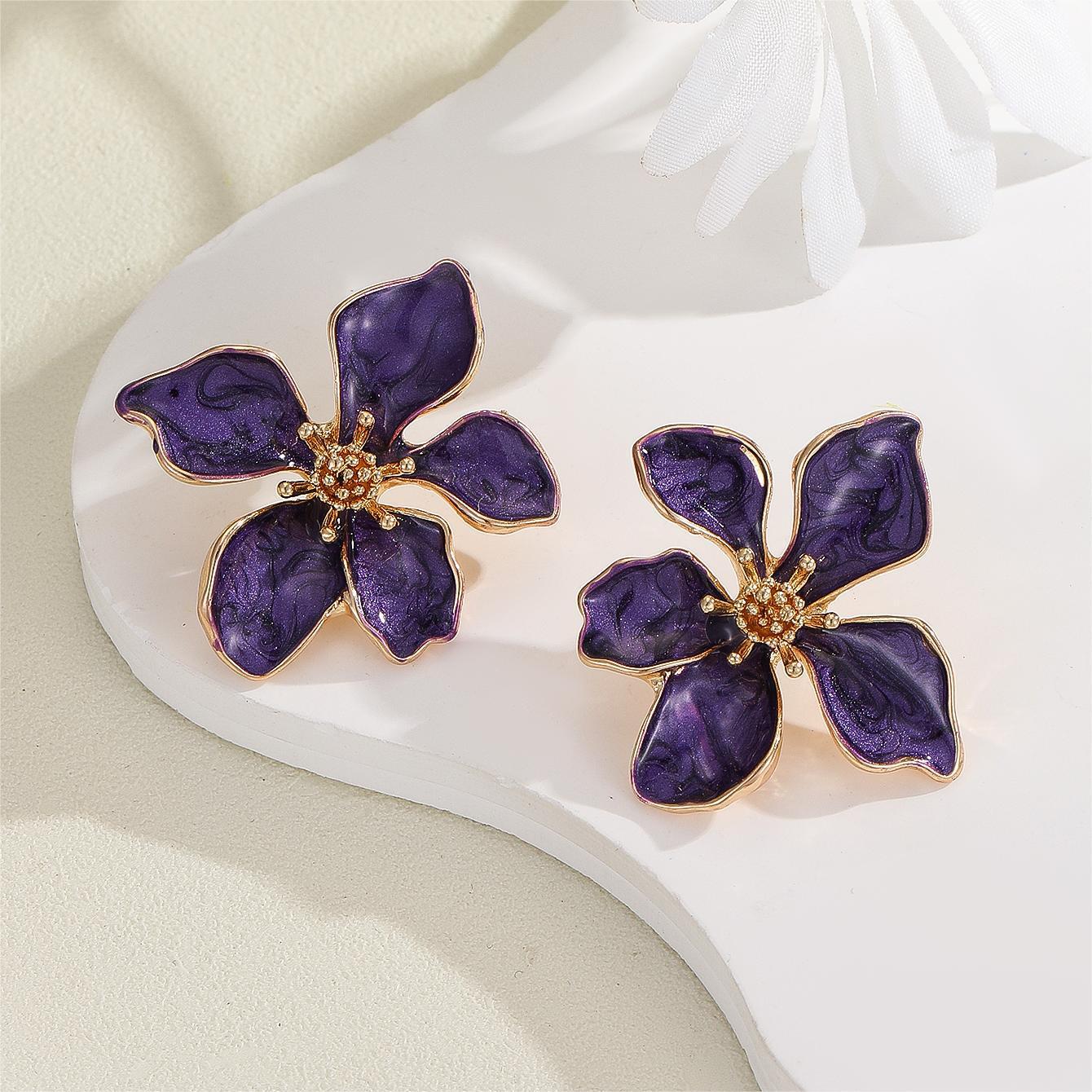 6 Set - Oil-drop flower earrings (Mix color) (Unit price 39)