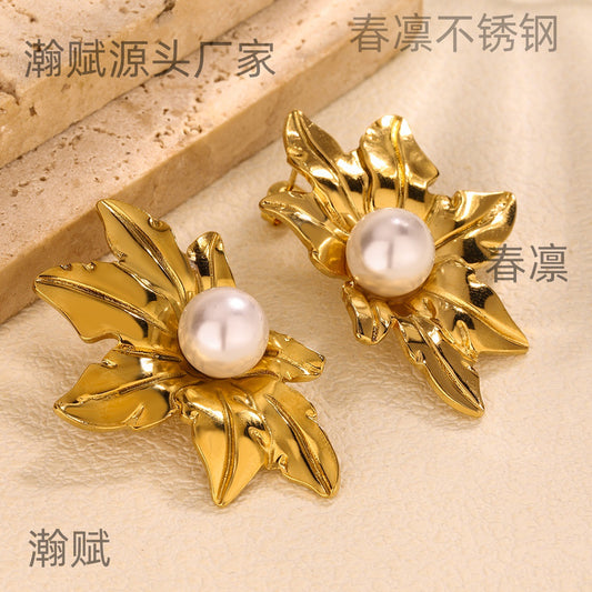 3 Set - Anti Tarnish Pearl Leaf Earring (Unit Price - 64)