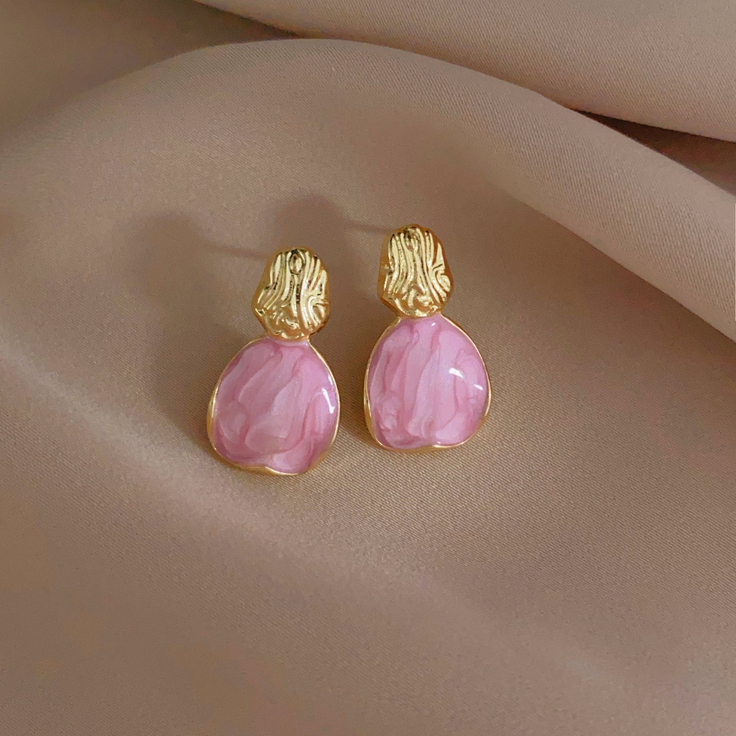 6 Pairs - Super Fairy Pink Geometric Retro Hong Kong Style Earrings (1 Pair Price - 25)