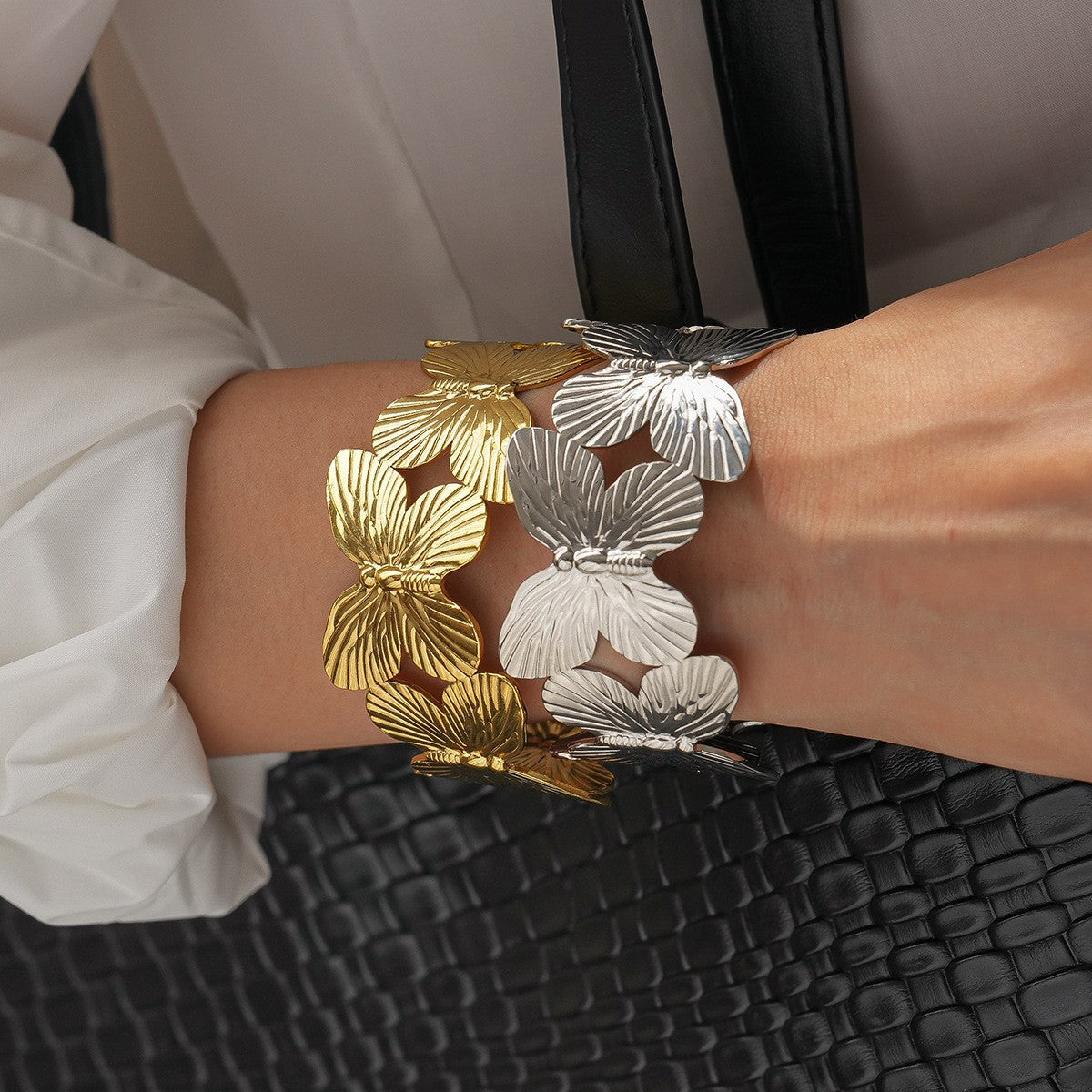 6 Pairs - Butterfly Bracelet - Silver (1 Pair Price - 46)