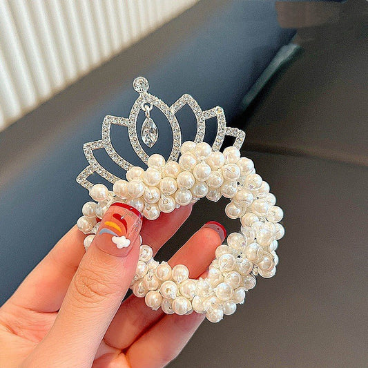 White 7-Diagram Flower Crown Hair Tie Princess Rubber Band