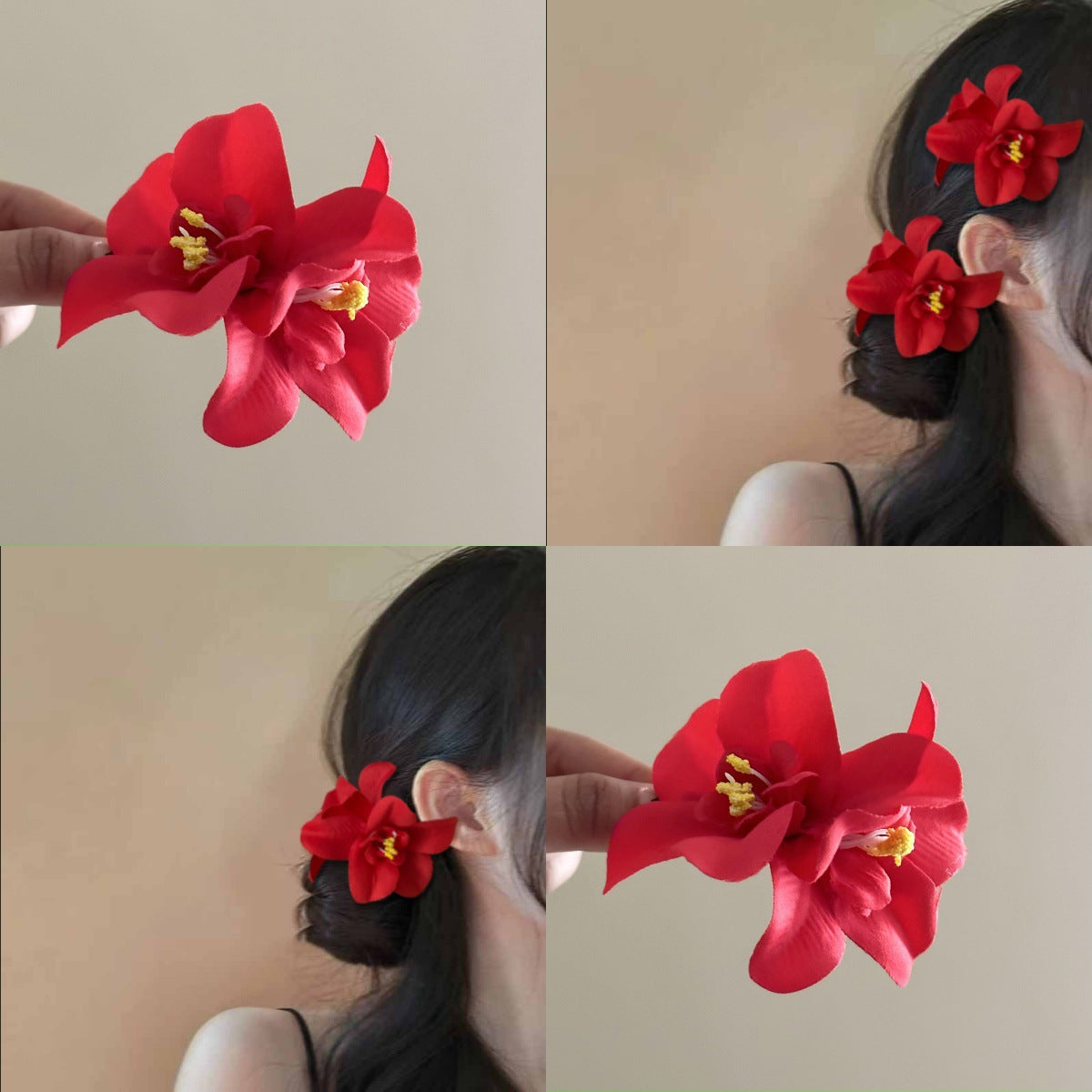 6 Pc - New Bohemian Tropical Style Flower Hair Clip opp packing (1 Pc Price - 21)