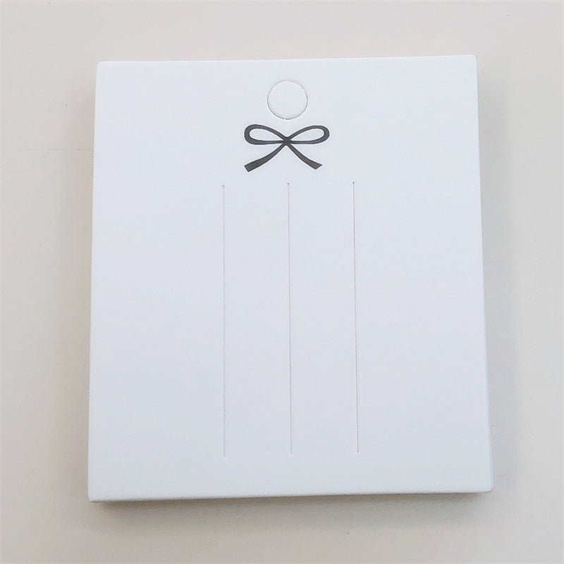 7*8 cm white bow cardstock - DIY packaging materials with OPP bag (Pack of 100)