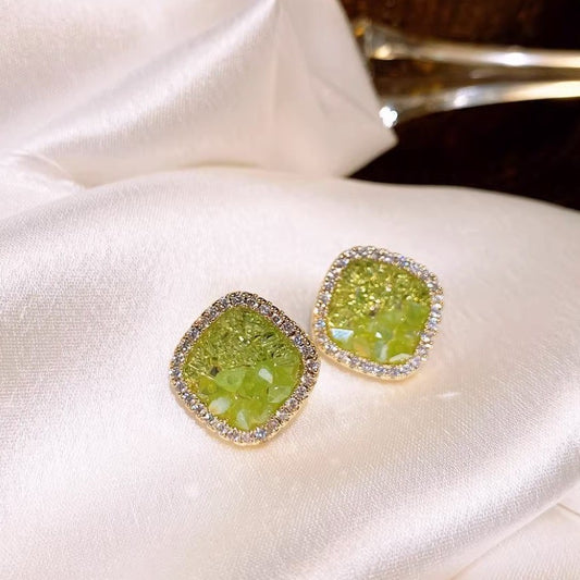 6 Set - Green Retro square earrings (Unit price 33)