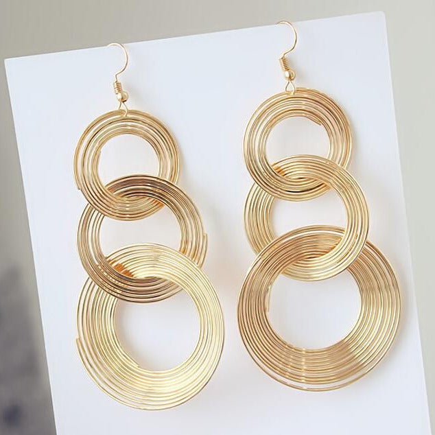6 Pairs - Multi-Layer Hoop Earrings - Golden (1 Pair Price - 25)