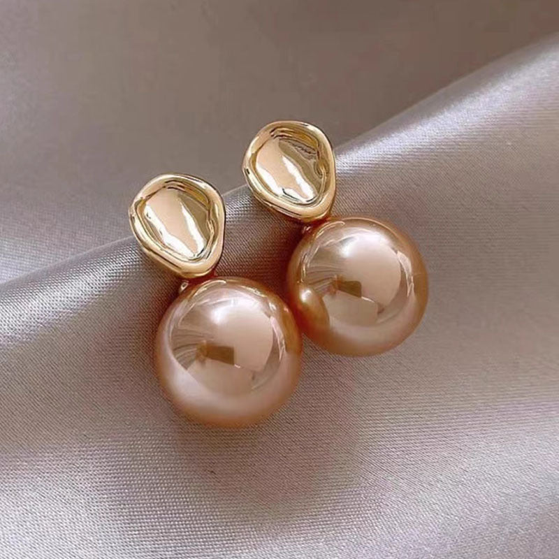 6 Pairs - Metallic Gray Pink Pearl Earrings (Mx Color)  (1 Pair Price - 30)