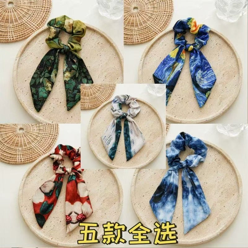6 Pc - Bow Ribbon Large Intestine Hair Ring Head Rope (Mix Color) (Unit Price - 23)