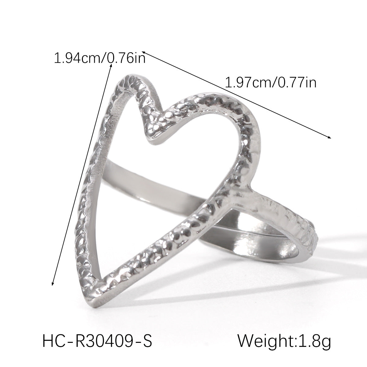 3 Pc - Anti Tarnish Heart-shaped ring silver (1 Pc Price - 39)