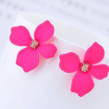 6 pc - Korean Style New Flower Earrings - Pink (Unit Price - 24)