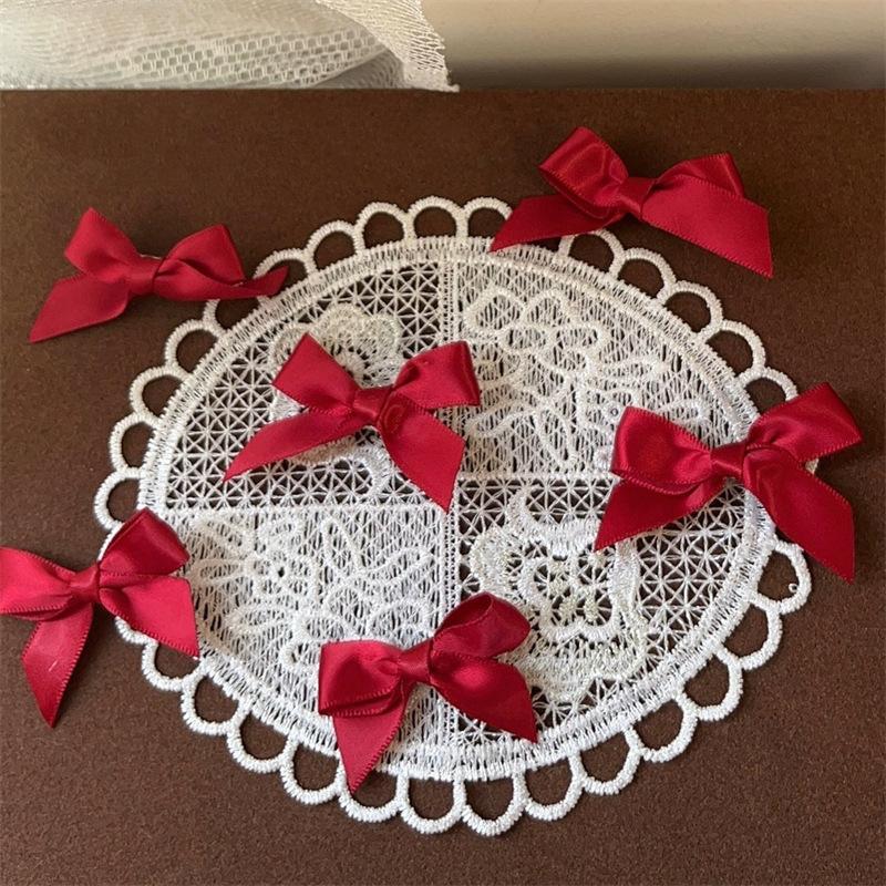 3 Set - Maroon Ribbon 3cm bow mini hairpin (10 Pc Card packing ...