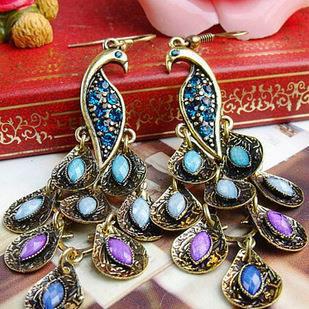 6 Pc - Retro ethnic style peacock earrings (Unit Price - 41)