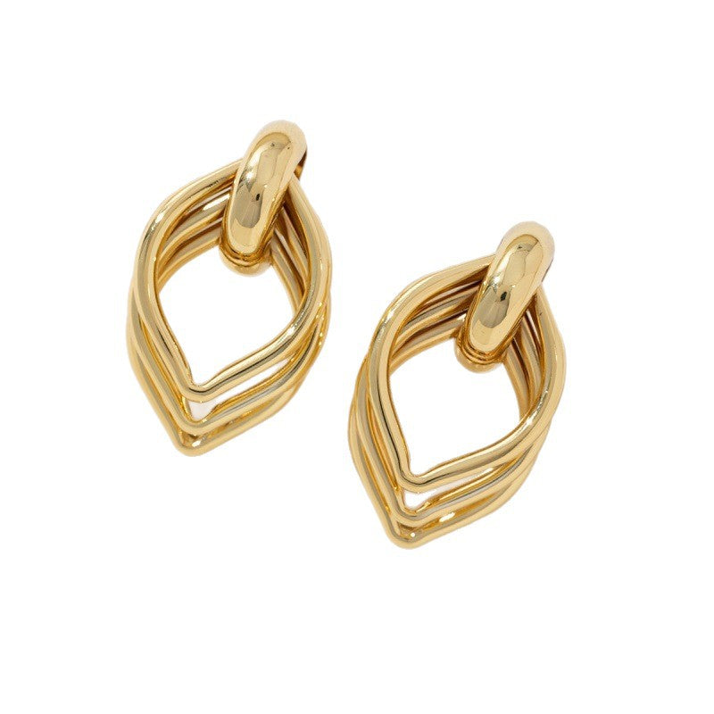 6 Pairs - Multi-Layer Geometric Earrings - Golden (1 Pair Price - 43)