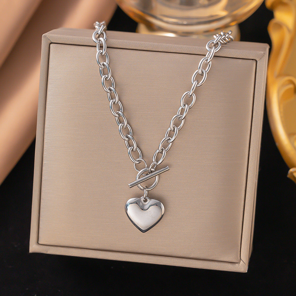 3 Pc - Anti Tarnish Buckle big love necklace - Silver (1 Pc Price - 62)