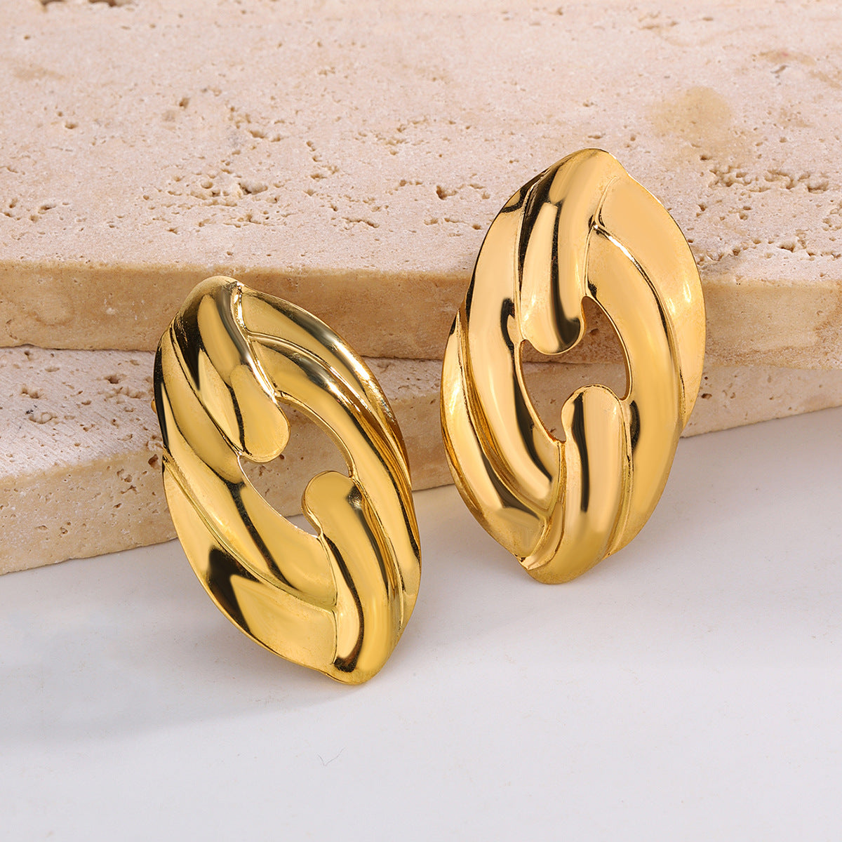 3 Pairs - Anti tarnish oval earrings (1 Pair Price - 44)