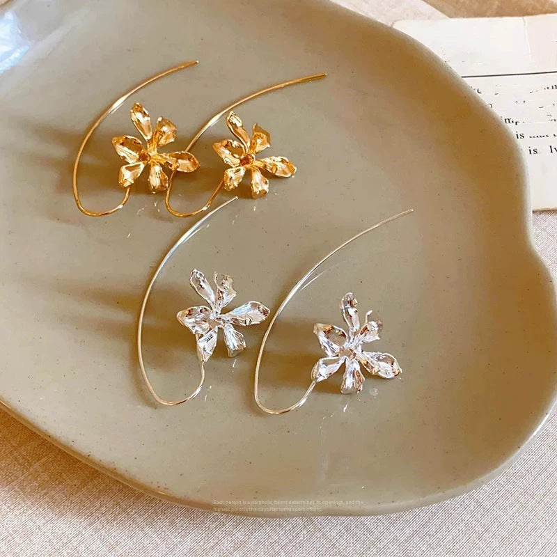 6 Pairs - Iris Flower Earrings - Golden (1 Pair Price - 30)