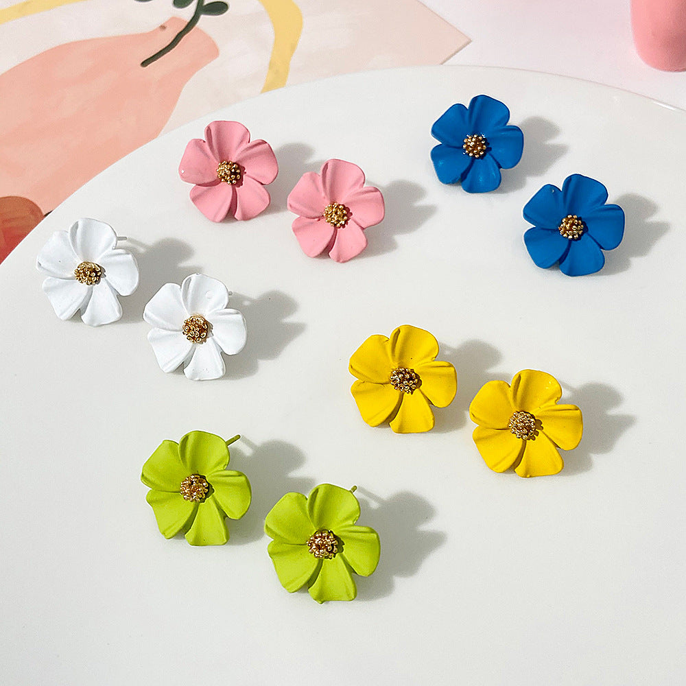 6 Pairs - New Style Fresh Flower Ear Studs (Mix Color) (1 Pair Price - 28)