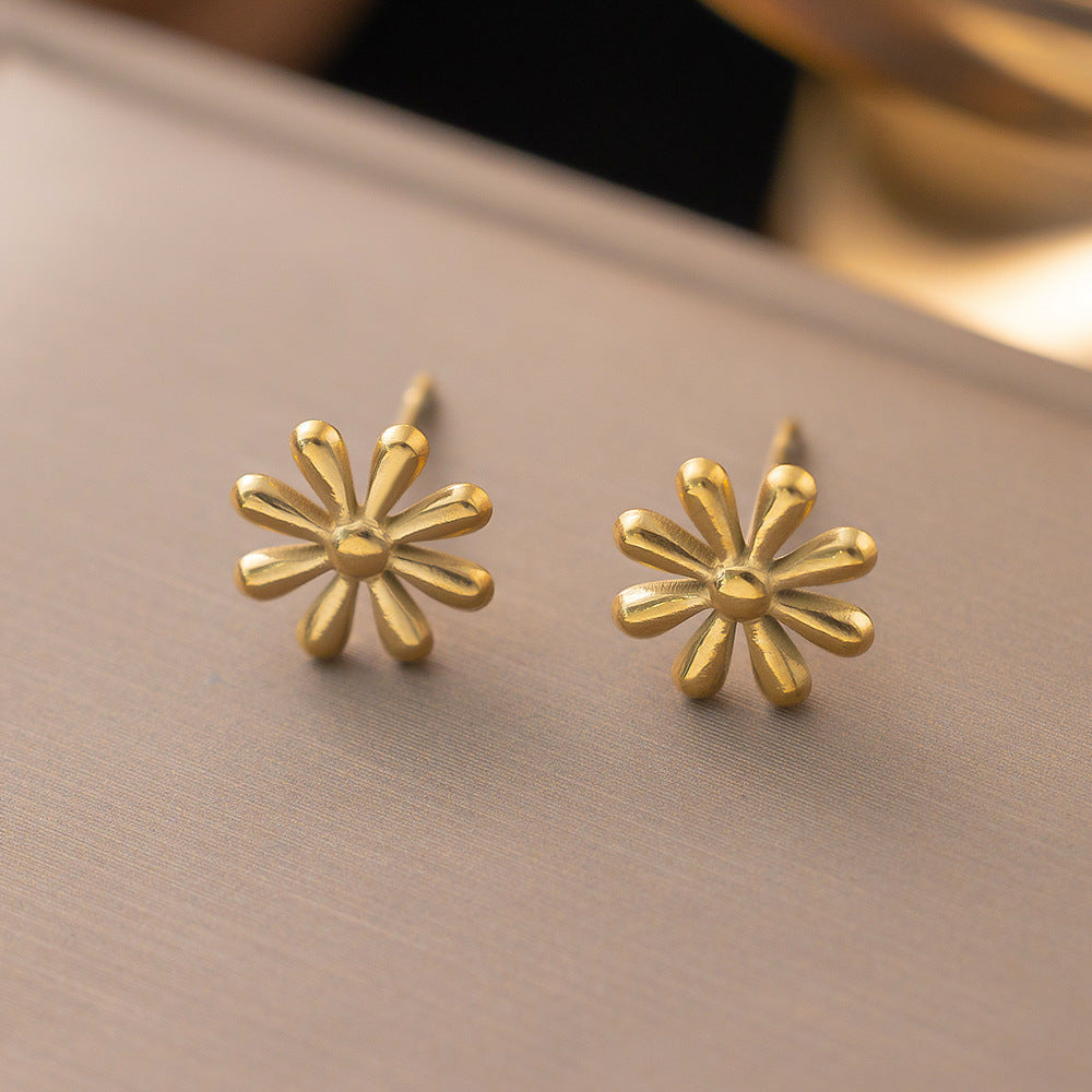3 Set - Anti Tarnish Five daisy necklace earring set gold (1 Set Price - 113)