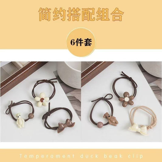 3 Set - Teddy Flower Bow 6-piece set rubberband Card Packing (1 Set -  Price - 40)