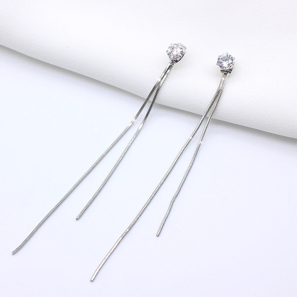 6 Pc - Hot selling long tassel earrings - Silver (Unit Price - 27)