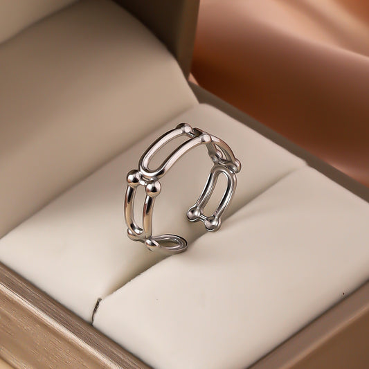 3 Pc - Rectangle Ring - Silver (Unit Price - 42)