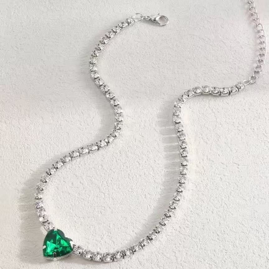 6 Pc - Simple Green Heart Choker Neck Chain (1 Pc Price - 53)