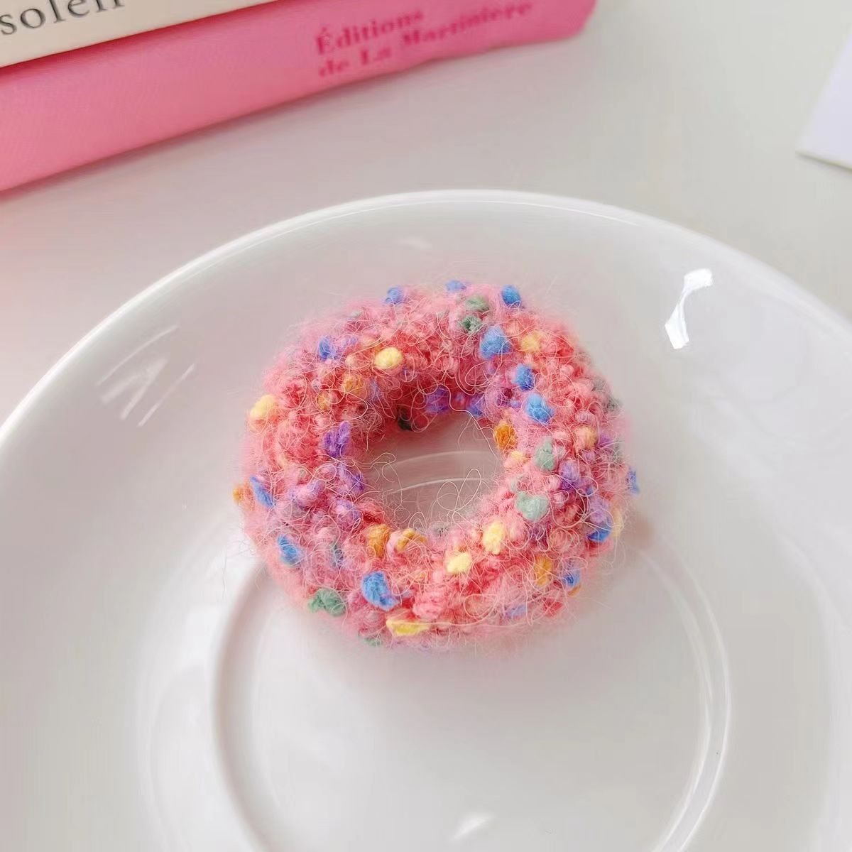 6 Pc - Plush Towel Rubberband - Pink (1 Pc Price - 6)