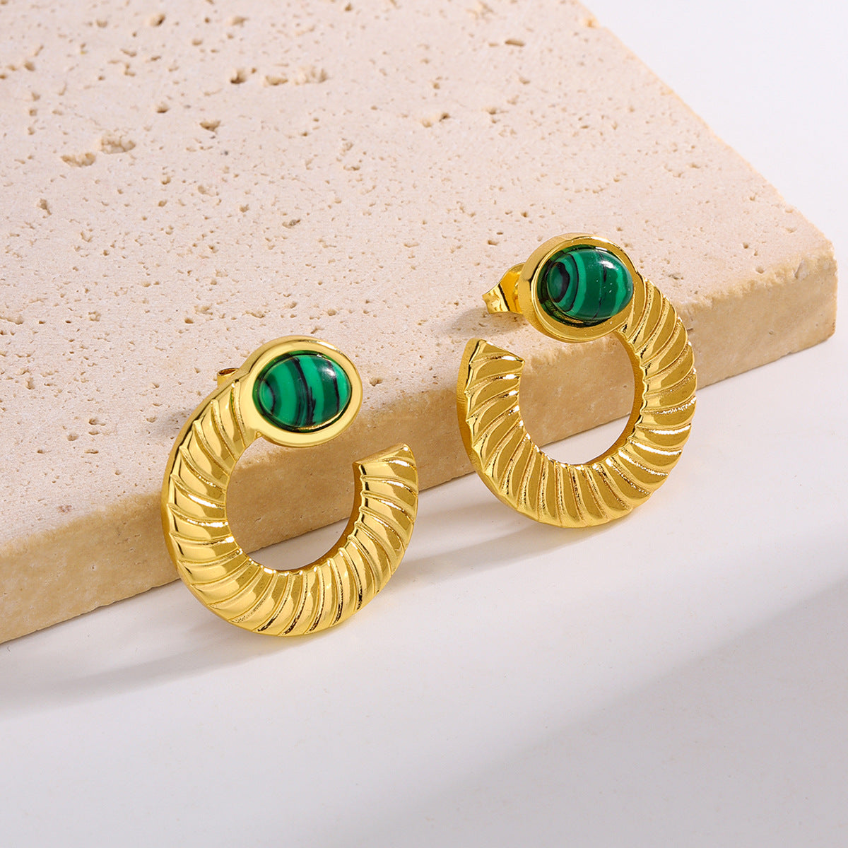 3 Pairs - Anti Tarnish Green bead earrings (1 Pair Price - 55)