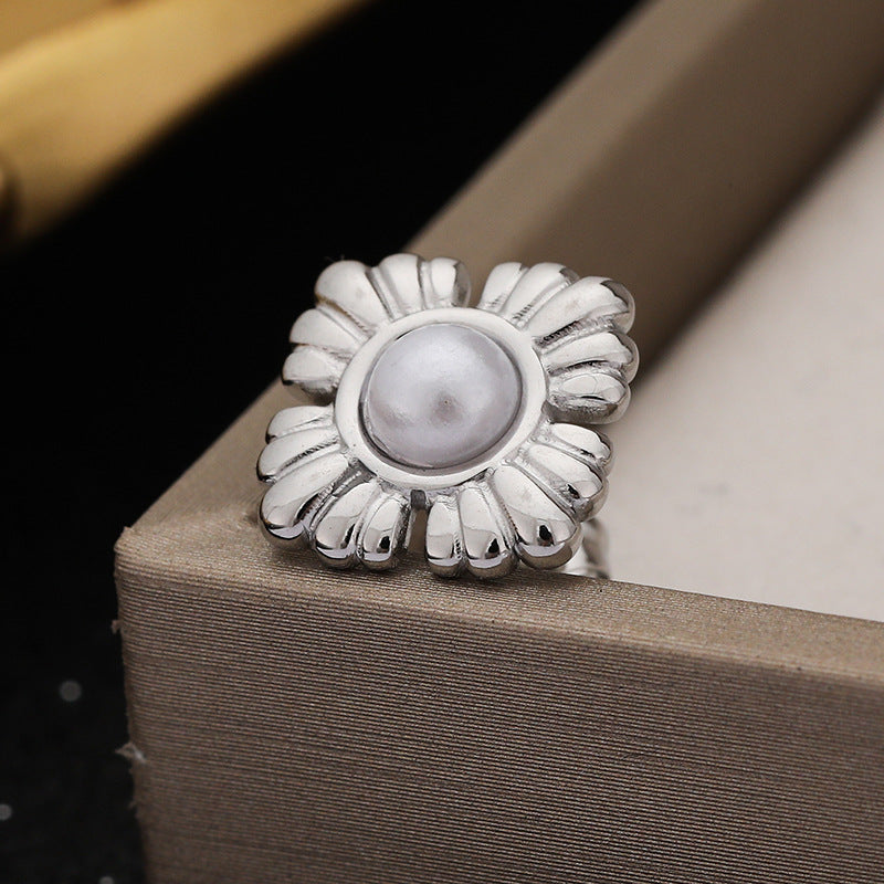 3 Pairs - Four-petal flower Earrings -  Silver (Unit Price - 74)