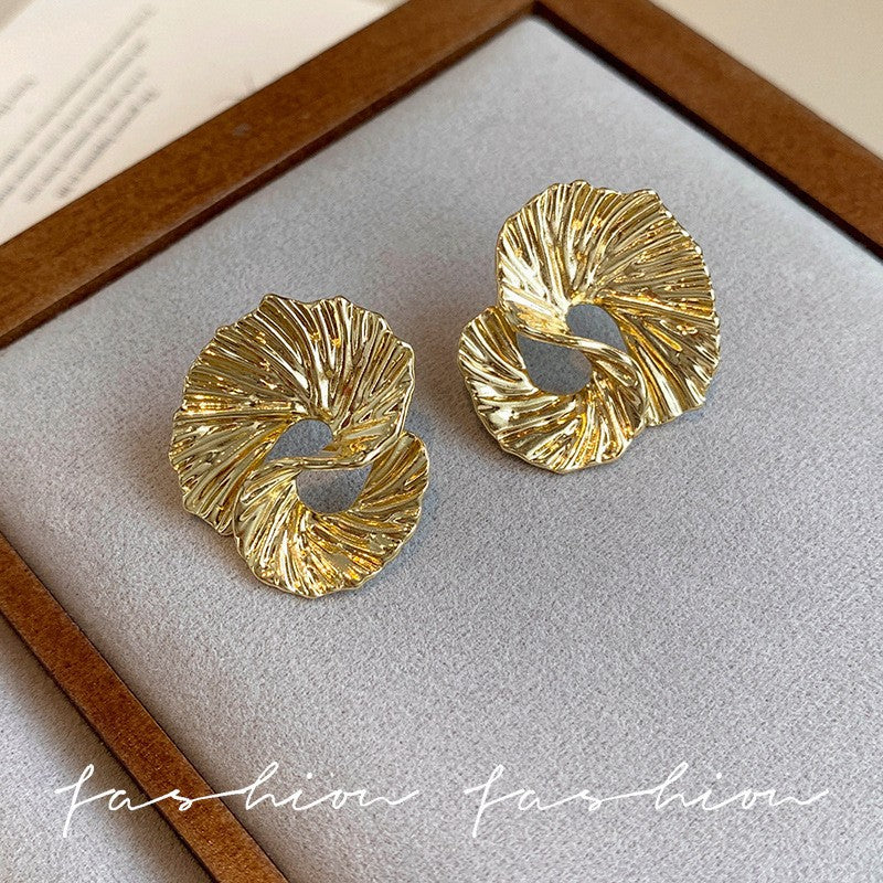 6 Pairs - Irregular Texture Twisted Earrings for Women - Golden  (1 Pair Price - 27)