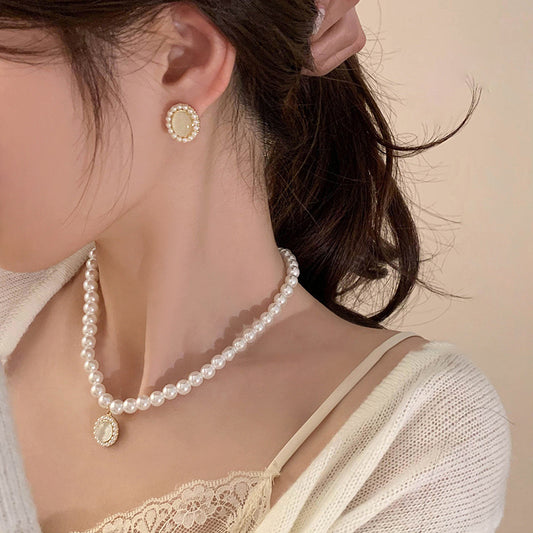 6 Pairs - Cat's Eye Stone Pearl Earrings (1 Pair Price - 27)