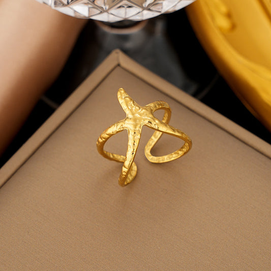 3 Pc - Anti Tarnish Starfish Ring Gold (1 Pc Price - 46)