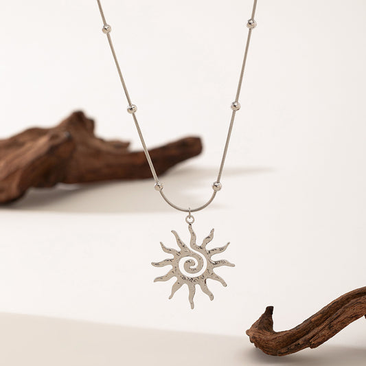 3 Pc - Anti Tarnish Vortex sun necklace silver (1 Pc Price - 81)