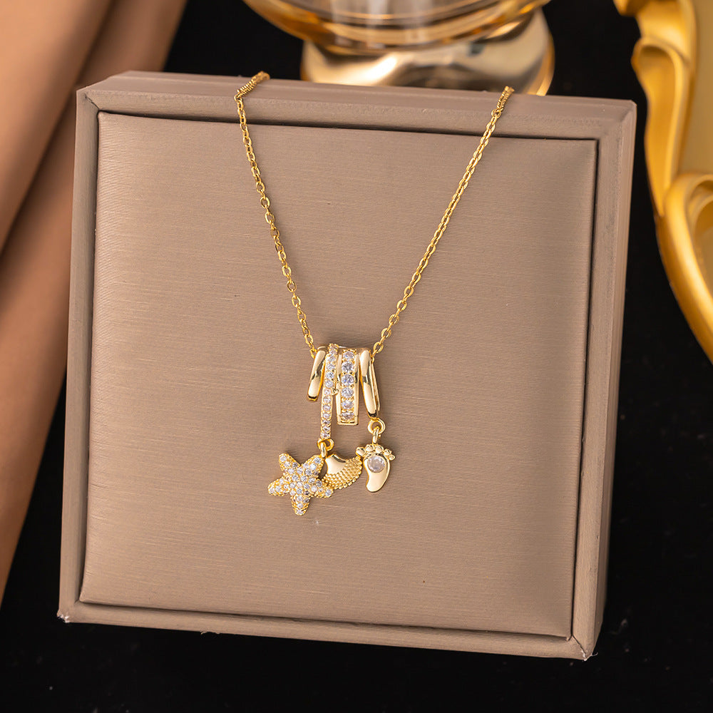 3 Pc - Anti Tarnish Starfish shell necklace (1 Pc Price - 105)